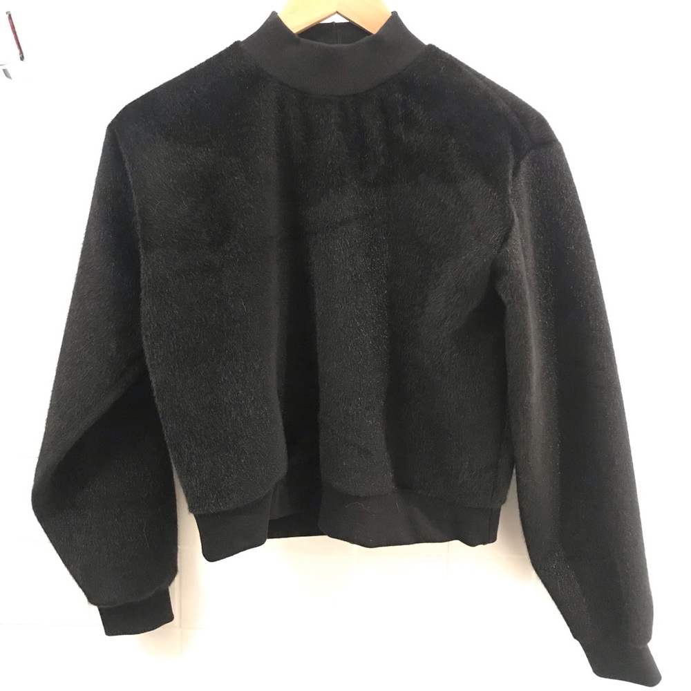 Faux cowhide black sweater